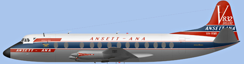 David Carter illustration of ANSETT-ANA Viscount VH-RMI